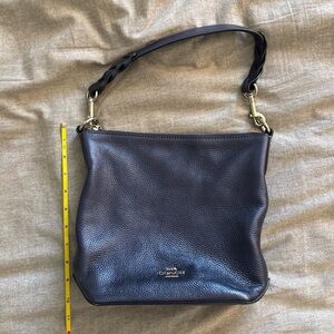 Coach Black Pebbled Leather Shoulder Bag with Braided Strap